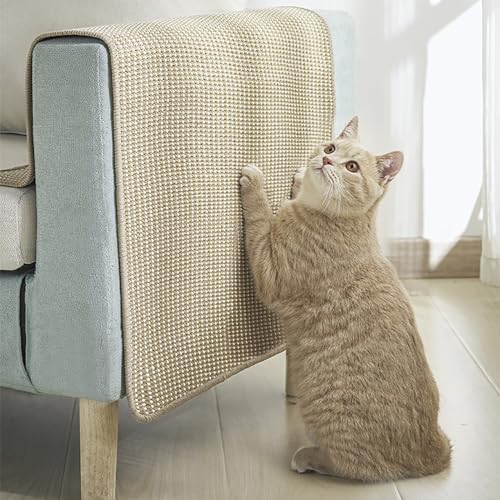 Teppich-Katzenkratzmatte Aus Sisal, Sisalstoff, Katzenkratzunterlage für Hauskatzen Mit Hakenschlaufe, Katzenkratzteppich, Wandkratzer für Hauskatzen, Geeignet für Stoffsofas (Size : 12 * 16in) von GeRRiT