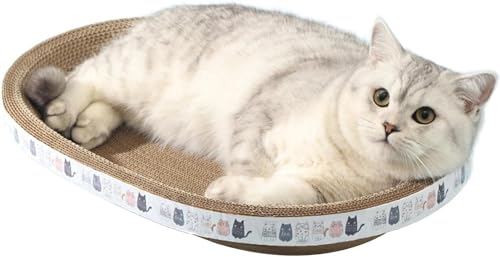 Wellpappe-Lounge-Katzenbett, zusammenklappbares Kratzschalenbett for Katzen, robustes Haustierbett mit Schleifklauen, langlebige Recyclingbrettunterlage, Kratz-Lounge-Bettschale for Schutz von Möbeln, von GeRRiT