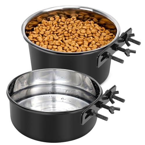 Großer Wassernapf für Hundekäfige, kein Verschütten, Edelstahl, für Futter und Wasser, Haustierhütte, hängende Hundefutterschalen für mittelgroße und große Hunde und Katzen, 18 x 9,4 cm und 16 x 6,6 Großer Wassernapf für Hundekäfige, kein Verschütten, Edelstahl, für Futter und Wasser, Haustierhütte, hängende Hundefutterschalen für mittelgroße und große Hunde und Katzen, 18 x 9,4 cm und 16 x 6,6 von GearRoot