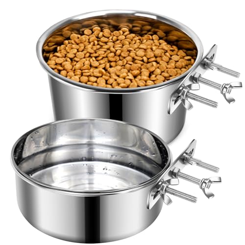 Großer Wassernapf für Hundekäfige, kein Verschütten, Edelstahl, für Futter und Wasser, Haustierhütte, hängende Hundefutterschalen für mittelgroße und große Hunde und Katzen (18 x 9,4 cm und 16 x 6,6 Großer Wassernapf für Hundekäfige, kein Verschütten, Edelstahl, für Futter und Wasser, Haustierhütte, hängende Hundefutterschalen für mittelgroße und große Hunde und Katzen (18 x 9,4 cm und 16 x 6,6 von GearRoot