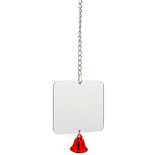 Geardeangloow Vogelkäfig-Spiegel, hängende Glocke, bruchsicher, für Kanarienvögel, Nymphensittiche, 8,8 x 8,8 cm, quadratisch von Geardeangloow