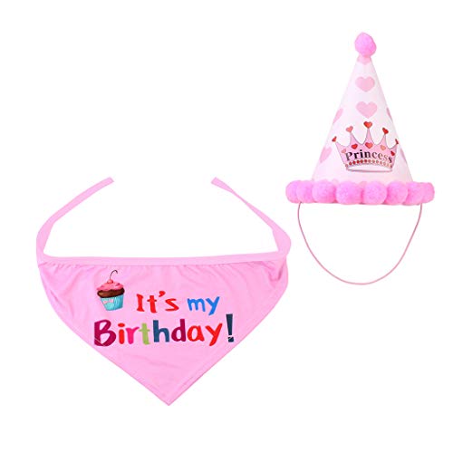 Hut für Haustiere, Hund, Katze, Geburtstag, Party, Hut, niedliches Happy Birthday, Mütze, Schal, Set, Rosa von Geardeangloow