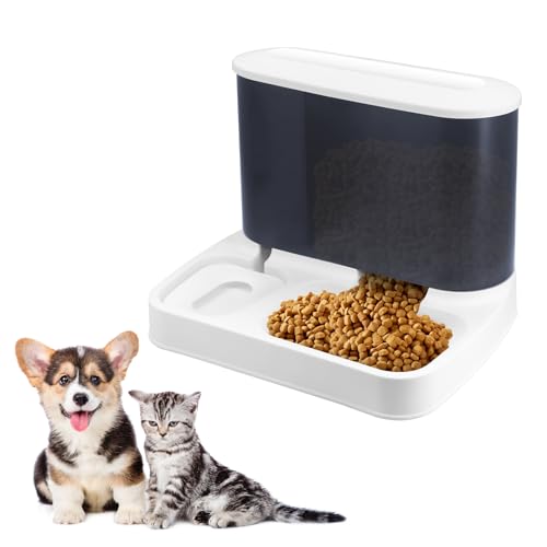 2-in-1 Automatisches Katzenfutter- und Wasserspender-Set Schwerkraft-Katzenfütterung Hundefutter- und Tränkespender für kleine Hunde Welpen Katzen Haustiere (Dunkelblau) von Gearific