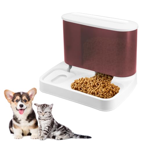 2-in-1 Automatisches Katzenfutter- und Wasserspender-Set Schwerkraft-Katzenfütterung Hundefutter- und Tränkespender für kleine Hunde Welpen Katzen Haustiere (Rosa) von Gearific