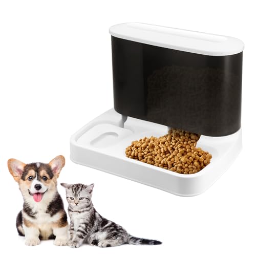 2-in-1 Automatisches Katzenfutter- und Wasserspender-Set Schwerkraft-Katzenfütterung Hundefutter- und Tränkespender für kleine Hunde Welpen Katzen Haustiere (Weiß) von Gearific