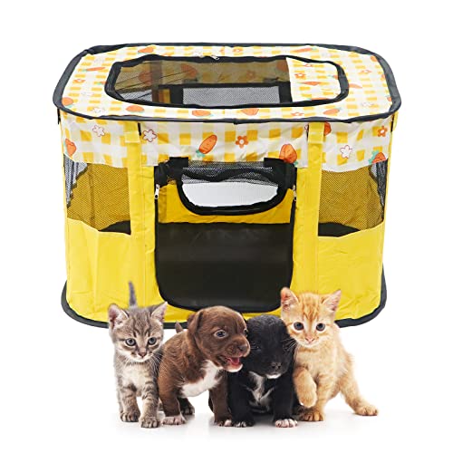 Faltbarer Haustier-Laufstall, tragbares Hündchen-Katzen-Laufstall-Zelt für Haustiere, atmungsaktiver Mesh-Hundehüttenkäfig für den Innen- und Außenbereich (Rechteckig) von Gearific