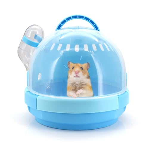 Hamster Carrier Käfig Portable Mäuse Travel Case Kunststoff Kleintier Carrier Ratte Carry Käfig mit Wasserflasche (Blau) von Gearific