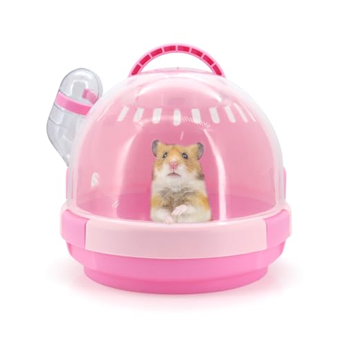 Hamster Carrier Käfig Portable Mäuse Travel Case Kunststoff Kleintier Carrier Ratte Carry Käfig mit Wasserflasche (Rosa) von Gearific