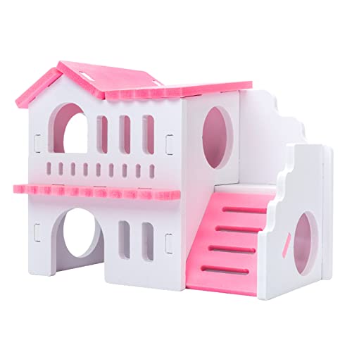 Geavonyg Hölzerne Hamster Deluxe Doppeldeck Villa Natural Living Host Toy Small Kauen Spielzeug Für Käfig Zwerghäuser Und Versteck von Geavonyg