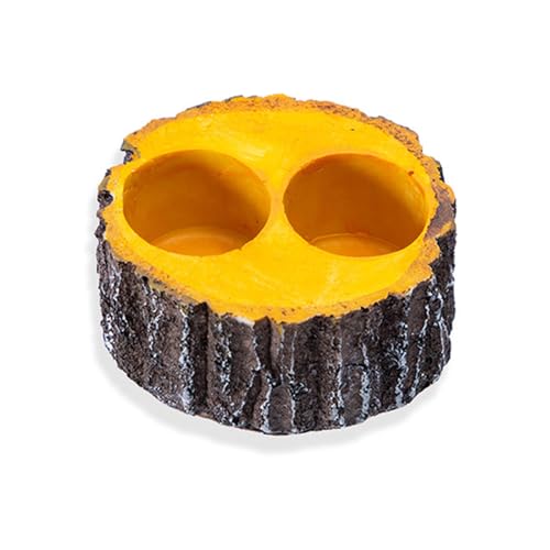 Geavonyg Holzkörner Reptilien Feeder Schüssel Wasser Futtermittelschale Für Amphibien Haustier Antislip Terrarium Wasserspender Für Eidechsen Reptilien Lebensräume Zubehör von Geavonyg