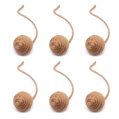 Geavonyg Natural Sisal Ball Sisal Katzen Spielzeug Reinigen Zähne Molaren Snacks Zahnen Bunte Kauen Spielzeugdruck Relief Katzen Zahnen von Geavonyg