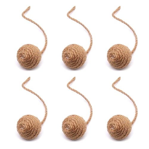 Geavonyg Natural Sisal Ball Sisal Katzen Spielzeug Reinigen Zähne Molaren Snacks Zahnen Bunte Kauen Spielzeugdruck Relief Katzen Zahnen von Geavonyg