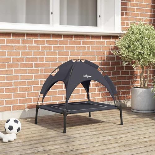 Gecheer Erhöhtes Hundebett mit Abnehmbarem Dach Schwarz Stahl, Kühlendes ErhöHtes Hunde Bett für Camping Garten Strand Pool42008185 Gecheer Erhöhtes Hundebett mit Abnehmbarem Dach Schwarz Stahl, Kühlendes ErhöHtes Hunde Bett für Camping Garten Strand Pool42008185 von Gecheer