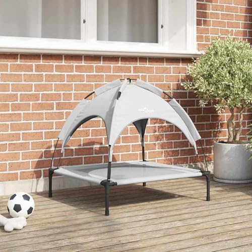 Gecheer Erhöhtes Hundebett mit abnehmbarem Dach Silber Grau M Stahl, Kühlendes ErhöHtes Hunde Bett für Camping Garten Strand Pool42008194 Gecheer Erhöhtes Hundebett mit abnehmbarem Dach Silber Grau M Stahl, Kühlendes ErhöHtes Hunde Bett für Camping Garten Strand Pool42008194 von Gecheer