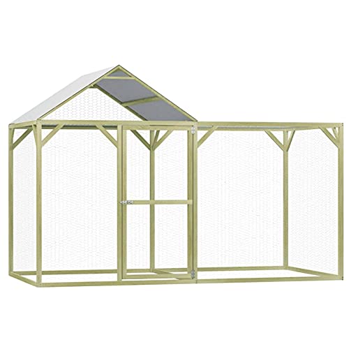 Gecheer Hühnerkäfig Hühnerhaus Hühnerstall Kleintierstall Freigehege Gefügelstall Freilauf Vogelkäfig Outdoor-Gehege 3 x 1,5 x 2 m Imprägniertes Kiefernholz von Gecheer