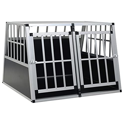 Gecheer Hunde Transportbox für Auto 94 x 88 x 69 cm mit Doppeltür | Hundebox Autobox Hundetransportbox Alubox Hund Reisebox Silber Gecheer Hunde Transportbox für Auto 94 x 88 x 69 cm mit Doppeltür | Hundebox Autobox Hundetransportbox Alubox Hund Reisebox Silber von Gecheer
