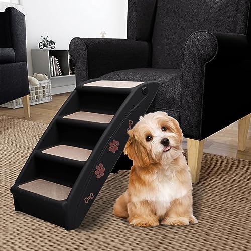 Gecheer Hundetreppe Klappbar Schwarz 62x40x49,5 cm von Gecheer