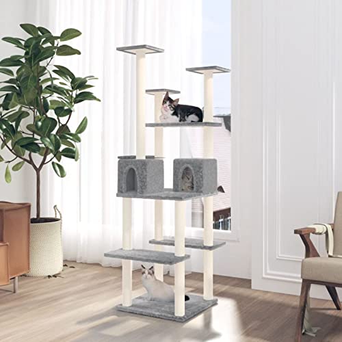 Gecheer Kratzbaum mit Sisal-Kratzsäule Kletterbaum Katzenkratzbaum Katzenbaum Katzen Spielplatz Kratzbäume Katzenmöbel Spielhaus Spielzeug für Katzen, Hellgrau 167 cm Gecheer Kratzbaum mit Sisal-Kratzsäule Kletterbaum Katzenkratzbaum Katzenbaum Katzen Spielplatz Kratzbäume Katzenmöbel Spielhaus Spielzeug für Katzen, Hellgrau 167 cm von Gecheer