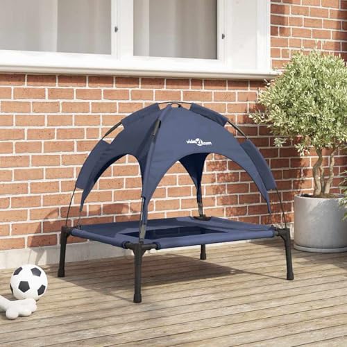 Gecheer erhöhtes Hundebett mit abnehmbarem Dach Marineblau L Stahl, Kühlendes ErhöHtes Hunde Bett für Camping Garten Strand Pool42008179 Gecheer erhöhtes Hundebett mit abnehmbarem Dach Marineblau L Stahl, Kühlendes ErhöHtes Hunde Bett für Camping Garten Strand Pool42008179 von Gecheer