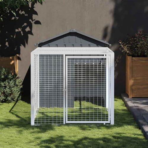 Hühnerkäfig mit Auslauf Anthrazit 117x201x123 cm Stahl Verzinkt, Hühnerstall großes Freigehege wetterfester für Hühner Kleintiere Hühnerkäfig mit Auslauf Anthrazit 117x201x123 cm Stahl Verzinkt, Hühnerstall großes Freigehege wetterfester für Hühner Kleintiere von Gecheer
