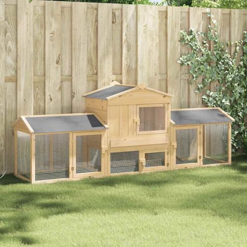 Hühnerunterkunft Braun 225 x 60 x 89 cm, Hühnerstall großes Freigehege wetterfester für Hühner Kleintiere von Gecheer