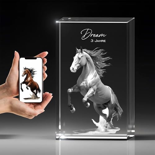 Gedenk Kristall Gedenkglasblock für Pferde mit 3D-Foto - Personalisiertes Gedenkglas für Haustiere -Abschied nehmen von Ihren geliebten Hunde, Katzen & Pferde - Hochwertige Lasergravur in Kristallglas Gedenk Kristall Gedenkglasblock für Pferde mit 3D-Foto - Personalisiertes Gedenkglas für Haustiere -Abschied nehmen von Ihren geliebten Hunde, Katzen & Pferde - Hochwertige Lasergravur in Kristallglas von Gedenk Kristall