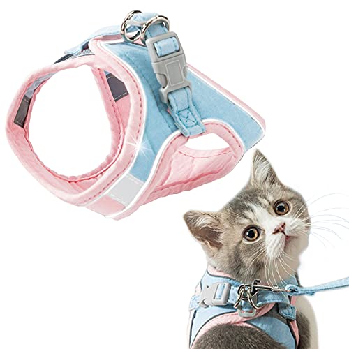 GeeRic Katzengeschirr,Katzengeschirr Ausbruchsicher,Katzen Weste mit Leine, Verstellbare Geschirr für kleine Katze, Escape Proof Cat Harness Set mit reflektierenden Streifen von GeeRic