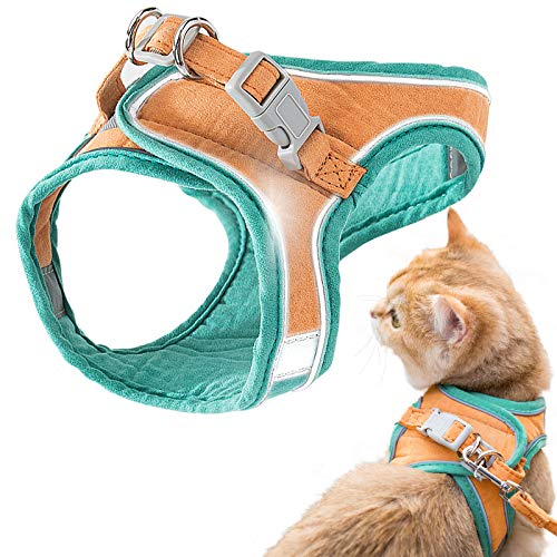 GeeRic Katzengeschirr,Katzengeschirr Ausbruchsicher,Katzen Weste mit Leine, Verstellbare Geschirr für kleine Katze, Escape Proof Cat Harness Set mit reflektierenden Streifen von GeeRic