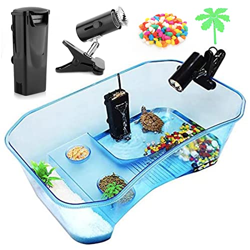Geegoods Schildkröten-Tank-Aquarium, Reptilien-Tank mit Filter und Plattform-Pflanzen für Haustier-Schildkröten Reptilien-Lebensraum Geegoods Schildkröten-Tank-Aquarium, Reptilien-Tank mit Filter und Plattform-Pflanzen für Haustier-Schildkröten Reptilien-Lebensraum von Geegoods
