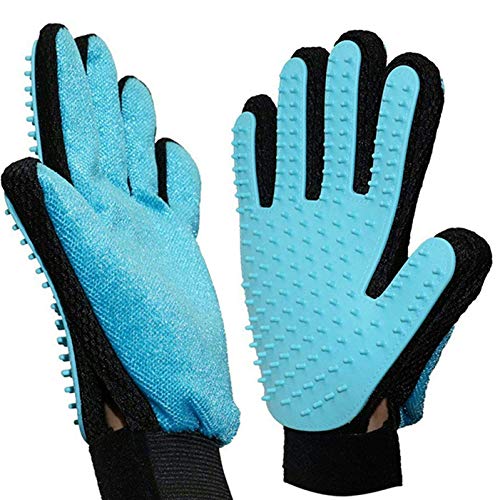 Haustier Bürsten Handschuh,2 in 1 Pet Pflegen Handschuhe and Möbel Haustier Haarentferner Mitt Gentle Deshedding Bürste Massage Handschuh für Hund, Katze, Pferde von Geek-M