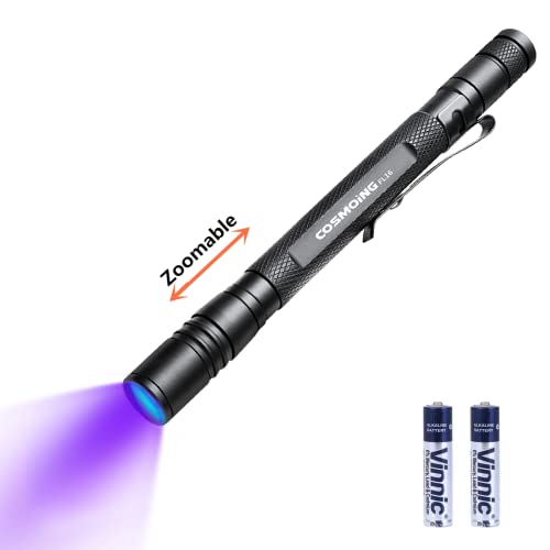 Geekhigh 395nm UV Taschenlampe, Zoomable Pen Schwarzlicht Taschenlampe mit 2xAAA Batterie Ultraviolett-Taschenlampe Haustier Urin Detektor für Katze Hund Flecken, Bettwanze, Skorpion, Toilette von Geekhigh