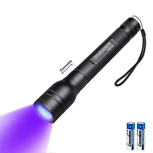 Geekhigh UV-Taschenlampe 395nm, Zoomable Pen Schwarzlicht Taschenlampe mit 2AA Batterie Ultraviolett-Taschenlampe Pet Urine Detektor für Katze Hund Flecken, Bettwanzen, Haushalt Toilette von Geekhigh