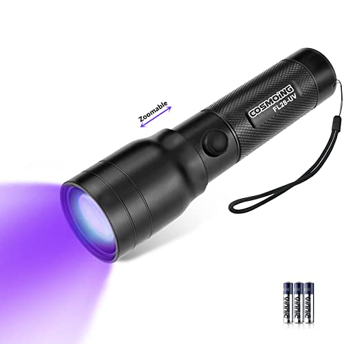 Geekhigh UV-Taschenlampe 395nm, Zoomable Pen Schwarzlicht Taschenlampe mit 3AAA Batterie Ultraviolett-Taschenlampe Pet Urine Detektor für Katze Hund Flecken, Bettwanzen, Haushalt Toilette von Geekhigh