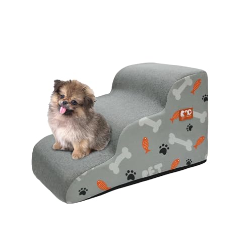 Hundetreppe Rampe für kleine Hunde, 3-stufige Hundetreppe für Couch Sofa und Stuhl, Haustiertreppe für Katzen, rutschfeste ausgewogene Haustierstufen Indoor von GeerDuo