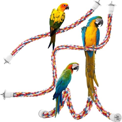 Geettcaifu Vogelseil-Sitzstangen, Papageienspielzeug, Bungee-Seil-Sitzstangen für Papageien, Nymphensittiche, Sittiche, Wellensittiche, bequeme Vögel (Metallmutter) – 40 cm von Geettcaifu