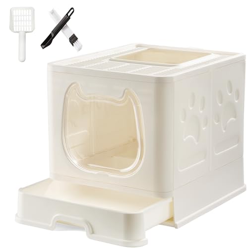 Gefryco Faltbare Katzentoilette mit Deckel, abgedeckte Katzentoilette für kleine und mittelgroße Katzen, geschlossenes Katzentöpfchen mit Schaufel und Bürste, niedliches Kätzchentoilette mit Schublade Gefryco Faltbare Katzentoilette mit Deckel, abgedeckte Katzentoilette für kleine und mittelgroße Katzen, geschlossenes Katzentöpfchen mit Schaufel und Bürste, niedliches Kätzchentoilette mit Schublade von Gefryco