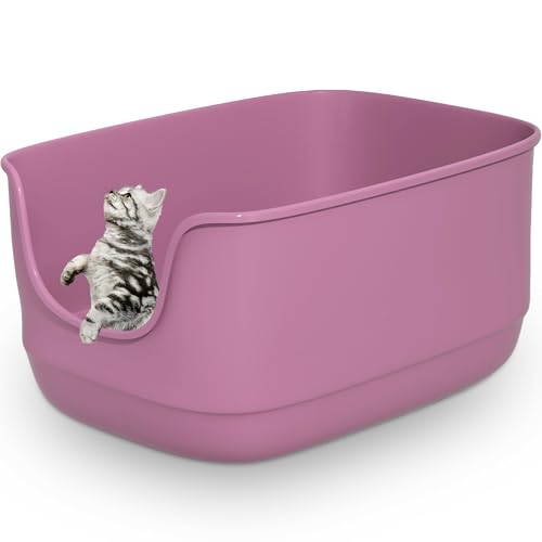 Gefryco Große Katzentoilette mit hohen Seiten, 62,5 x 46,5 x 31 cm, extragroß, offen, spritzwassergeschützt, hohe Wand für mehrere Katzen, Rosa Gefryco Große Katzentoilette mit hohen Seiten, 62,5 x 46,5 x 31 cm, extragroß, offen, spritzwassergeschützt, hohe Wand für mehrere Katzen, Rosa von Gefryco