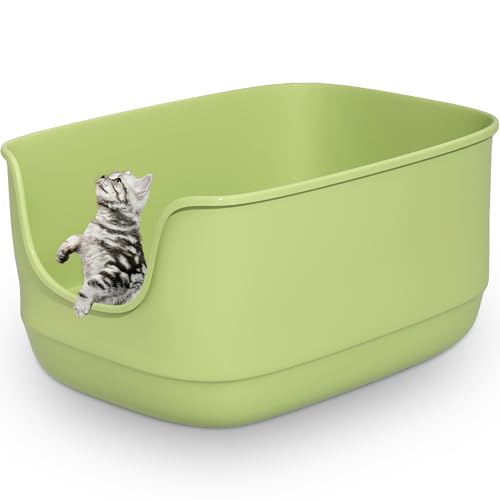Gefryco Große Katzentoilette mit hohen Seiten, 62,5 x 46,5 x 31 cm, extragroß, offen, spritzwassergeschützt, hohe Wand für mehrere Katzen, Grün Gefryco Große Katzentoilette mit hohen Seiten, 62,5 x 46,5 x 31 cm, extragroß, offen, spritzwassergeschützt, hohe Wand für mehrere Katzen, Grün von Gefryco