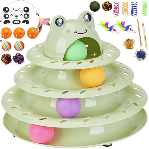 Gefryco Katzenspielzeug, Roller, 4-stufiger Drehteller für Indoor-Katzen, selbstspielendes Katzenspielzeug mit bunten Bällen, interaktives Kätzchen-Puzzle-Spielzeug, lustiges Kätzchen-Übungsspielzeug Gefryco Katzenspielzeug, Roller, 4-stufiger Drehteller für Indoor-Katzen, selbstspielendes Katzenspielzeug mit bunten Bällen, interaktives Kätzchen-Puzzle-Spielzeug, lustiges Kätzchen-Übungsspielzeug von Gefryco