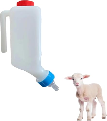 800 ml Lammflasche mit Skala zum Aufhängen, Kunststoff, Milch-Futterspender für kleine Ziegen, Schafe, Ziegen, Kalb, Schaf, Stillflasche mit Griff (1 Stück) von Gehanico