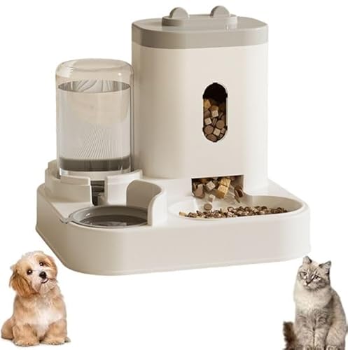 Automatischer Futterspender für Haustiere und Bewässerung, 2-in-1, Katzenfutterspender, Futterspender, Wasserspender für Hunde, Katzen, Haustiere, Reiseversorgung (Whale Grey) von Gehanico