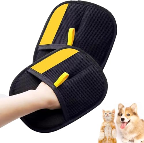 Doppelseitiger Fellpflege-Handschuh für Haustiere, wiederverwendbar, zur Reinigung von Schönheitszwecken für Sofas, 2 Stück von Gehanico