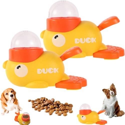 Entenform Hund Slow Feeder Spielzeug Interaktiver Leckerli-Spender Gelb Slow Feeder Pet Food Dispenser für Unterhaltung, Spielen (2 Stück) von Gehanico