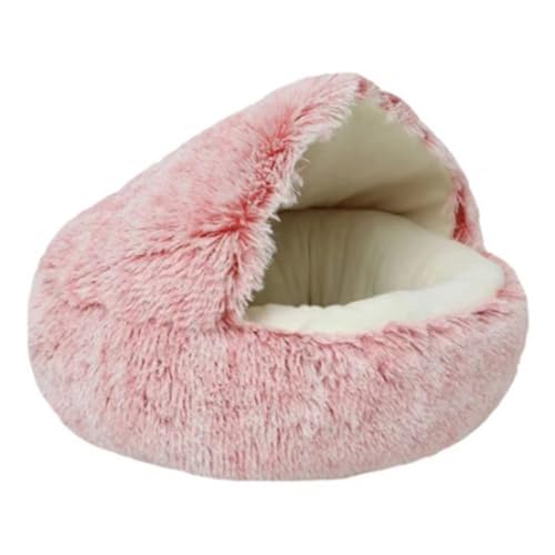 Flauschiges Katzenbett Katzenhöhle Katzen Höhlenmatte Katzenbett Kleine Hund gemütliche Bett für Plüschhunde mit abnehmbarem Bett für Katze und Kleine Hund (40X40 cm,Pink) von Gehanico