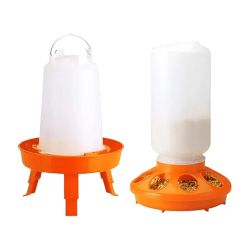 Geflügeltränke Lochfutterautomat Verstellbaren Höhen Tränke für Wachteln Hühner Geflügel Enten Gänse Fasane (Orange) von Gehanico