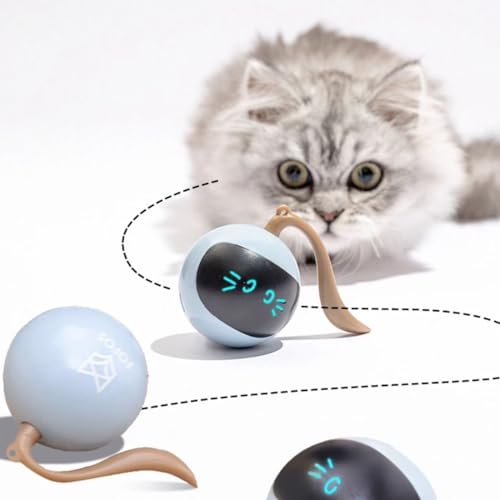 Gehanico 2024 Neues intelligentes Haustierspielzeug, 360 Grad Selbstrollendes interaktives Spielzeug Haustiere Teaser-Ball, Jagd-Übungsspielzeug für Kätzchen, Haustiere (Blau) von Gehanico