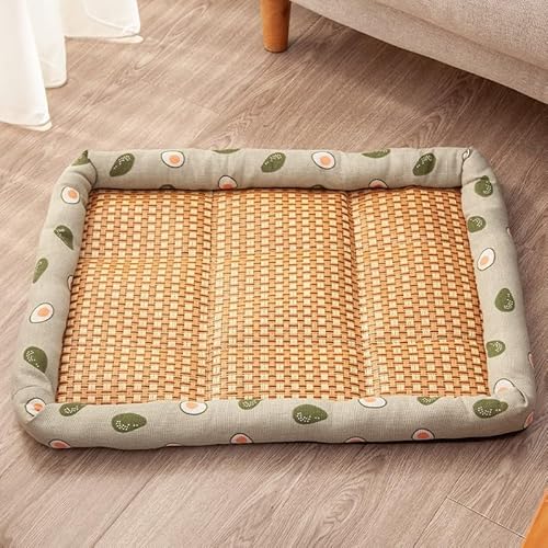 Gehanico EIS Seide Cool Matte Kühlmatte EIS Kissen Natur Rattan Sommer Katzenbett Zwinger Hundehütte Hundekühlmatte Natürlicher Weidenduft Atmungsaktive Kühler Rattan Hundekorb (Grün) von Gehanico