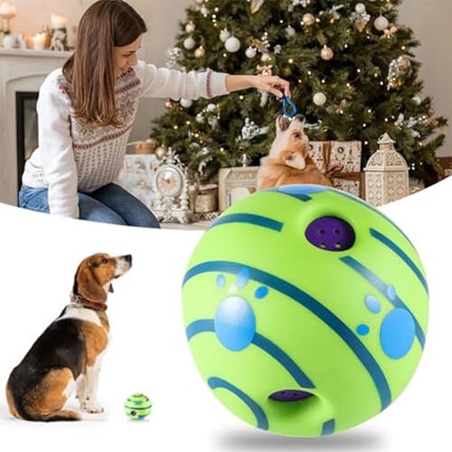 Gehanico Giggle Ball Spielzeugbälle für Hunde, grün, wackelig, langlebig, unzerstörbar, quietschende Bälle für Übung, Training, Langeweile, drinnen und draußen, 15 cm Gehanico Giggle Ball Spielzeugbälle für Hunde, grün, wackelig, langlebig, unzerstörbar, quietschende Bälle für Übung, Training, Langeweile, drinnen und draußen, 15 cm von Gehanico