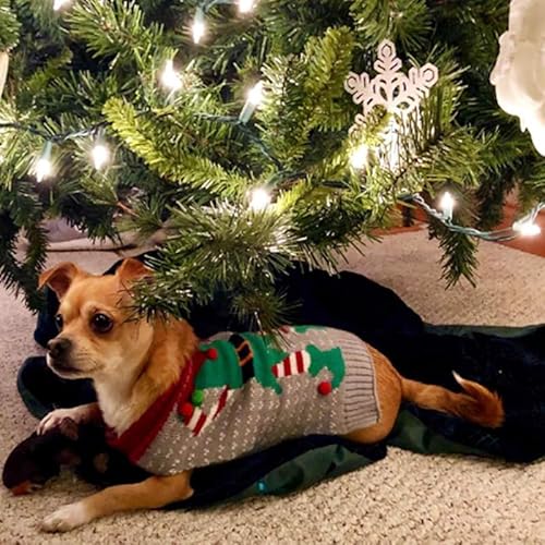 Gehanico Hundepullover für Weihnachten Cartoon Rentier Haustier Winter Strickwaren Warme Kleidung Weihnachtspullover Hund Fleece Weihnachten Hundepullover Kleidung (M,Weihnachts) von Gehanico