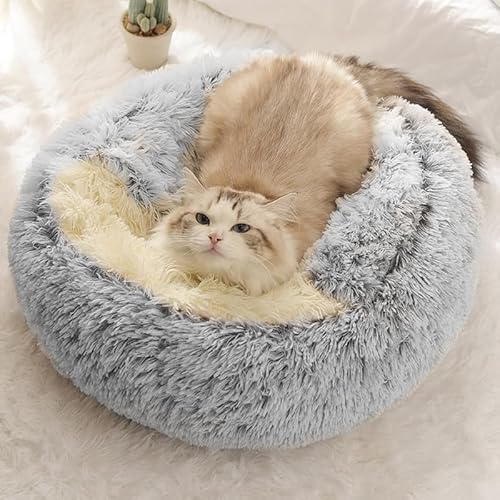 Gehanico Katzenbett für Indoor-Katzen, große Höhle, Hundebett, Donut-Kuschelnest, warmes, weiches Plüsch-Hunde-Katzenkissen mit gemütlichem Schwamm, rutschfester Unterseite, Katzennest, Pod, Gehanico Katzenbett für Indoor-Katzen, große Höhle, Hundebett, Donut-Kuschelnest, warmes, weiches Plüsch-Hunde-Katzenkissen mit gemütlichem Schwamm, rutschfester Unterseite, Katzennest, Pod, von Gehanico